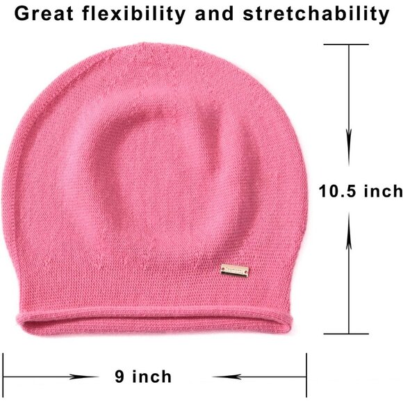 cashmere Slouchy Knit Beanie Hat for Women Cobalt - Picture 4 of 4